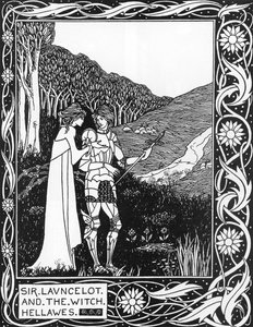 Sir Launcelot és a boszorkány Hellawes (Lancelot és a boszorkány Hellawes) Illusztráció: Aubrey Beardsley (1872-1898) Thomas Malory „Arthur halála” című művéből alkotó: Aubrey Beardsley
