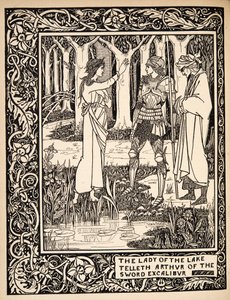 A tó úrnője mesél Artúrnak az Excalibur kardról alkotó: Aubrey Beardsley