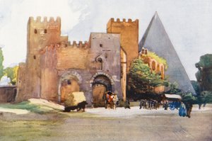 Róma: Paolo kapu (színes litográfia).