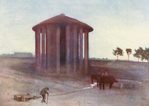 Róma: Vesta-templom (színes litográfia).