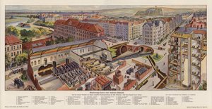 Egy modern város csatornarendszere, Schoeneberg, Németország (színes lithó)