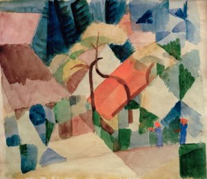 Falusi házak a kertekben alkotó: August Macke