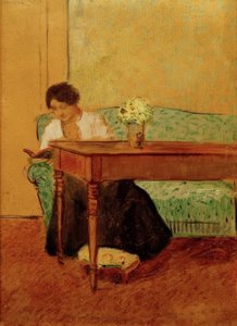 Erzsébet a zöld kanapén, olvas alkotó: August Macke