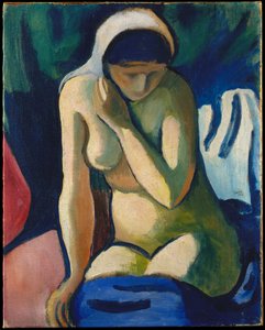 Fejkendős meztelen lány alkotó: August Macke