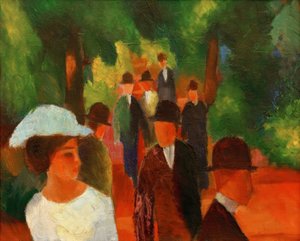 Sétány (fehér lánnyal félhosszúságban) alkotó: August Macke