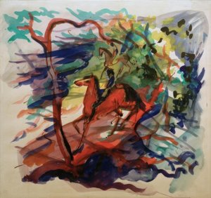Lovas az erdőben alkotó: August Macke