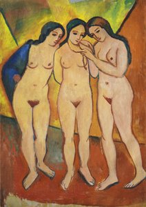 Három akt, narancssárga és piros, 1912