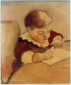 Walter, fest az asztalnál alkotó: August Macke