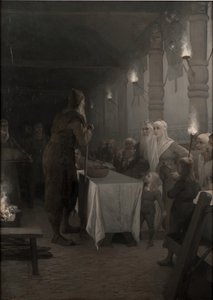 Frithiof Ring királyhoz érkezik (a Frithiof-mondából) alkotó: August Malmström