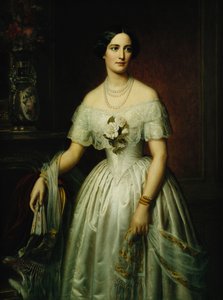 Háromnegyed hosszúságú, fehér ruhát viselő hölgy portréja, 1851 és 1876