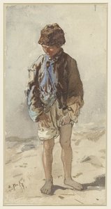 Magyar fiú, állva és arccal, mezítláb és prémes sapkában alkotó: August Xaver Carl von Pettenkofen