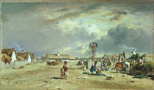 The Market at Szolnol, Hungary alkotó: August Xaver Karl von Pettenkofen