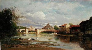Híd kacsákkal, 1872 alkotó: Auguste Allonge