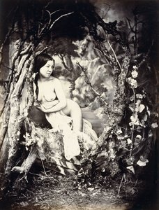 Félig meztelen nő a fák között, 1850-1860 körül