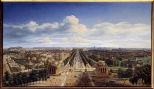 Párizs kilátása a Diadalívről Auguste Cadolle (1782-1849) festménye 1843 V. 0,48x0,83 m Párizs, Musee Carnavalet alkotó: Auguste Cadolle