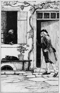 Ermenonville község plébániája Jean Jacques Rousseau (1712-1778) filozófust meghívja presbitériumába. Oise (60). Illusztráció: Auguste Francois Gorguet (1862-1927) alkotó: Auguste Francois Gorguet