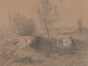 Táj, 1853-65 körül (ceruza és mosás papíron)