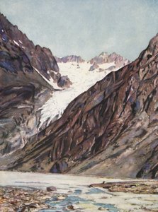 Franciaország: A Glacier Blanc Du Mt Pelvoux (színes litográfia) alkotó: Auguste Gerardin