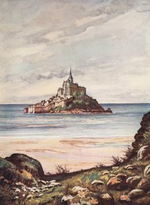 Franciaország: Mont Saint-Michel (színes litográfia) alkotó: Auguste Gerardin