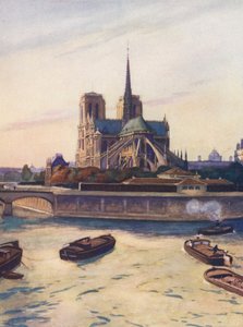 Franciaország: Notre-Dame De Paris (színes litográfia) alkotó: Auguste Gerardin