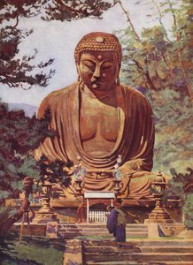 A Kamakoura-i Daiboutsou, Japán (színes litográfia) alkotó: Auguste Gerardin