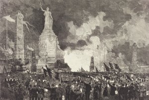 július 14. A Place de la République megvilágítása, 1883. alkotó: Auguste Lepere