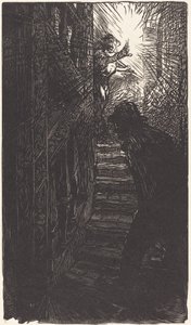 A lépcsőházból faragott rue Boutebrie alkotó: Auguste Lepere