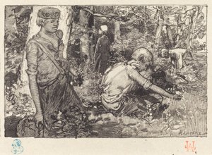 Május liliom gyűjtése (La cueillette du muguet) alkotó: Auguste Lepere