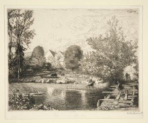 Vieille passerelle, bords du petit Morin (Régi gyaloghíd, Kis Morin partjai) alkotó: Auguste Lepere