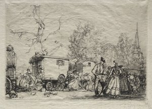 A St. Jean de Mont vásáron alkotó: Auguste Louis Lepère
