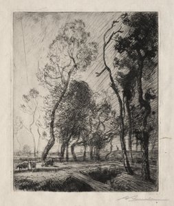 Naplemente a fák mögött alkotó: Auguste Louis Lepère