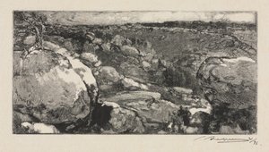 Fontainebleau-erdő: Long-Rocher köre alkotó: Auguste Louis Lepère