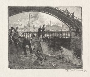 Canal St. Martin zsilip alkotó: Auguste Louis Lepère