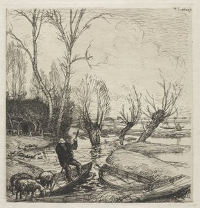 [Ember egy csónakban három báránnyal] alkotó: Auguste Louis Lepère