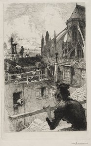 A háztetőkön a Notre Dame közelében alkotó: Auguste Louis Lepère