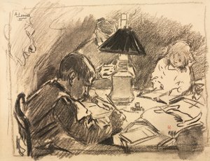 A lámpa körül, 1888. alkotó: Auguste Louis Lepère