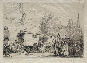 A St. Jean de Mont vásáron alkotó: Auguste Louis Lepère