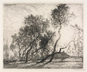 Farm holland nyárfákkal alkotó: Auguste Louis Lepère