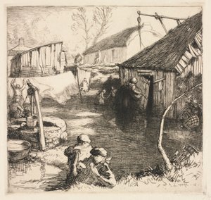 Saint-Jean-de-Monts halásznegyede, 1915. alkotó: Auguste Louis Lepère