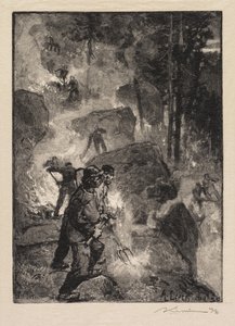Fontainebleau-erdő: Páfrányégetők alkotó: Auguste Louis Lepère