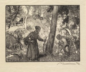 Fontainebleau-i erdő: Gombavadászok a Rocher Bernard La Forêt de Fontainebleau-ban..., 1890.