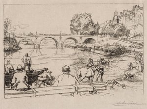 A Pont Marie-i ivóhely, 1912. alkotó: Auguste Louis Lepère