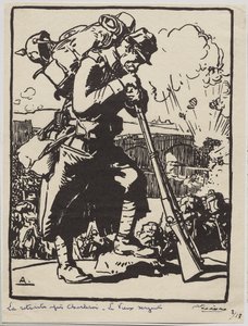 A visszavonulás Charleroi után... alkotó: Auguste Louis Lepère