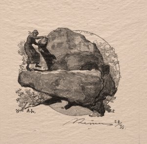A remegő szikla. alkotó: Auguste Louis Lepère