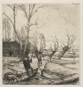 [Ember egy csónakban három báránnyal] alkotó: Auguste Louis Lepère