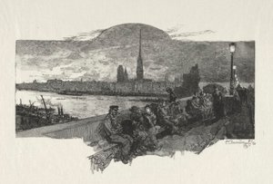 Illusztrált Rouen: A kövek hídja, 1896. alkotó: Auguste Louis Lepère