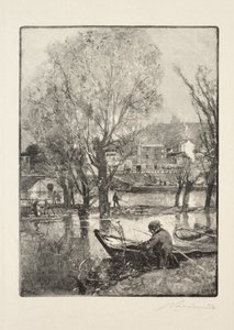 Billancourt-sziget egyik sarka. alkotó: Auguste Louis Lepère