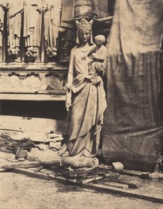 Madonna és gyermeke, Geoffroy-Dechaume szobra, Notre-Dame székesegyház, Párizs, 1854 körül (fotó)