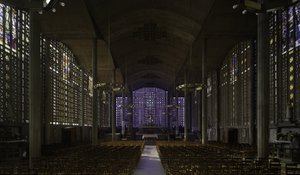 A Notre Dame du Raincy templom, Raincyban (Seine Saint Denis). Építés 1923, építészek: Gustave Perret (1876-1952) és Auguste Perret (1874-1954). Fényképezés 10/02/10.