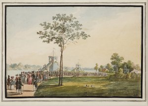 A hullámvasút a Krestovsky-szigeten - Auguste Poireau (1780-1844). Akvarell papíron alkotó: Auguste Poireau